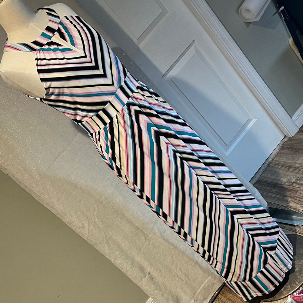 Striped Multicolor Halter Maxi Dress